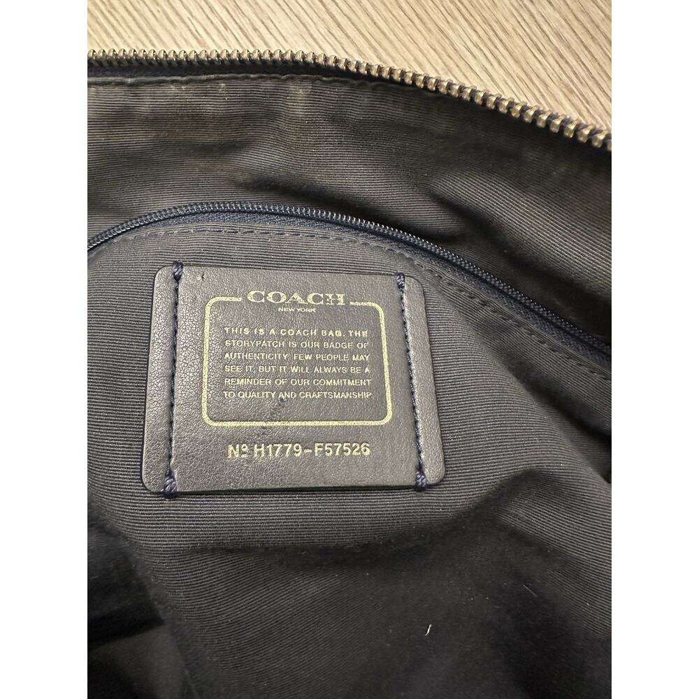 Coach Ava Crossgrain F57526 Navy Leather Tote Bag Zip Top Shoulder Bag Classic - Picture 9 of 14